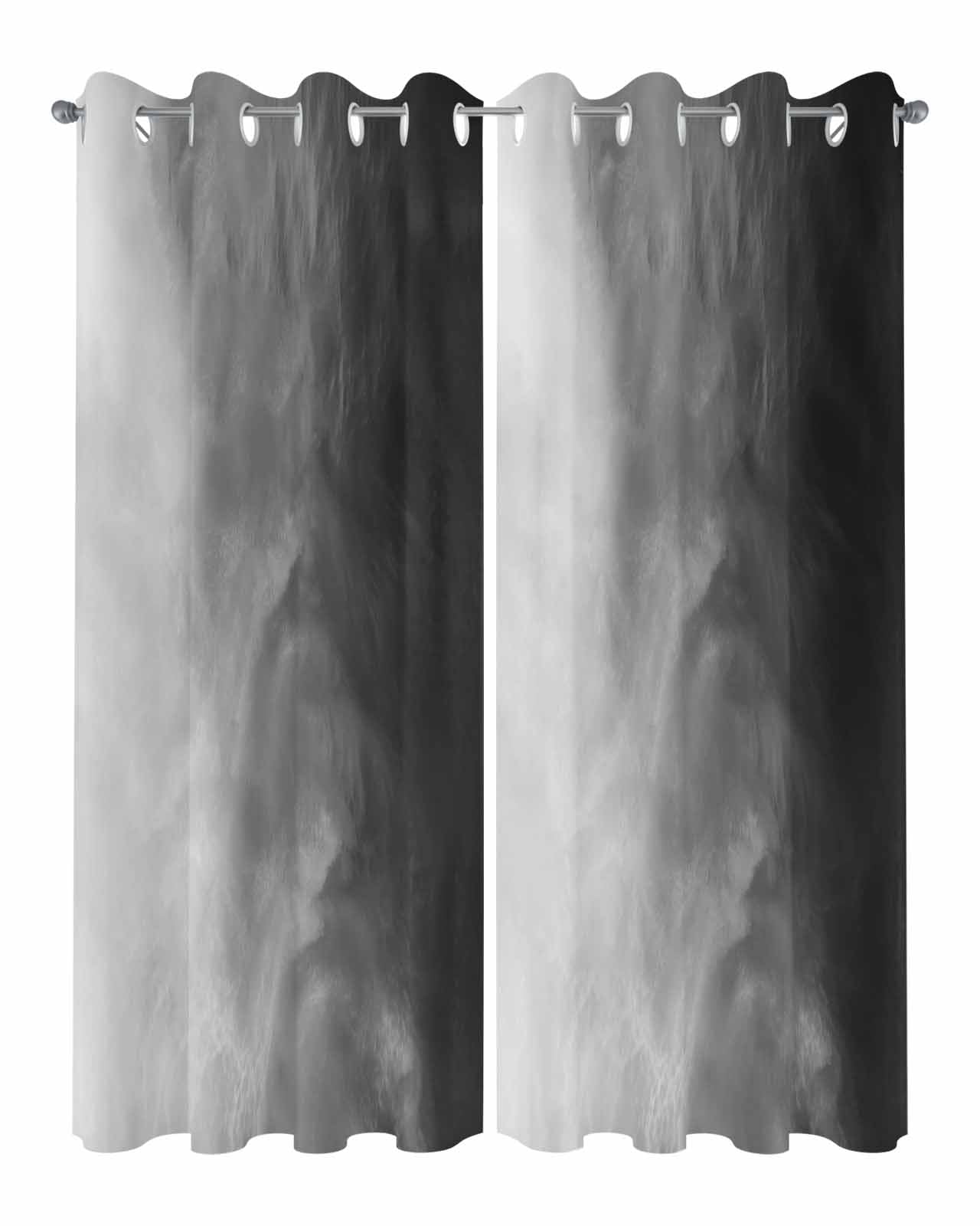 Black Grey Ombre Outdoor Curtains for Patio, Coastal Beach Modern Abstract Art Privacy Drapes Grommet Waterproof Outside Curtains for Porch/Cabana/Balcony 54"x 95", 2 Panel