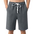 thumbnail image 2 of Domuza Mens Cotton Linen Yoga Beach Shorts Lightweight Workout Board Baggy Shorts Classic Summer Yoga Short Dark Gray XL, 2 of 7