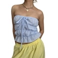 thumbnail image 2 of Yunliwuli Women Tube Top, Strapless Backless Tie-up Pleated Plaid Slim Fit Summer Tops Clubwear, 2 of 9