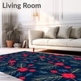 thumbnail image 2 of ODIKA 5'x7' Machine Washable Non-Slip Area Rug, Rustic Winter Berries and Evergreen Sprigs Patterned Trio High Traffic Rug with Pad, Red, 731636, 2 of 8