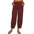 thumbnail image 4 of LYXSSBYX Wide Leg Sweatpants Women Fashion Women SolidCotton and Linen Casual Loose Trouser Wide Ninth Pants Pants, 4 of 9