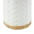 thumbnail image 5 of DecMode 12" Geometric White Porcelain Ceramic Vase with Brown Base, 5 of 9