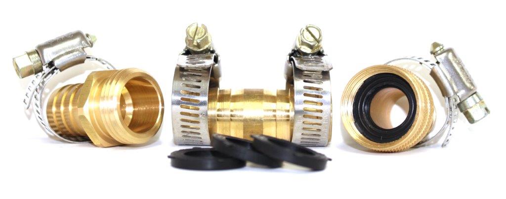 3 4 Inch GARDEN HOSE REPAIR MENDER KIT Brass Barbed Fittings NO 