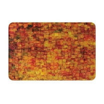 Burnt Orange Bath Mat, Vintage Mosaic Background Quadratic Little Geometric Squares Faded Print, Bathroom Decor Mat, 23.6 X 15.7in