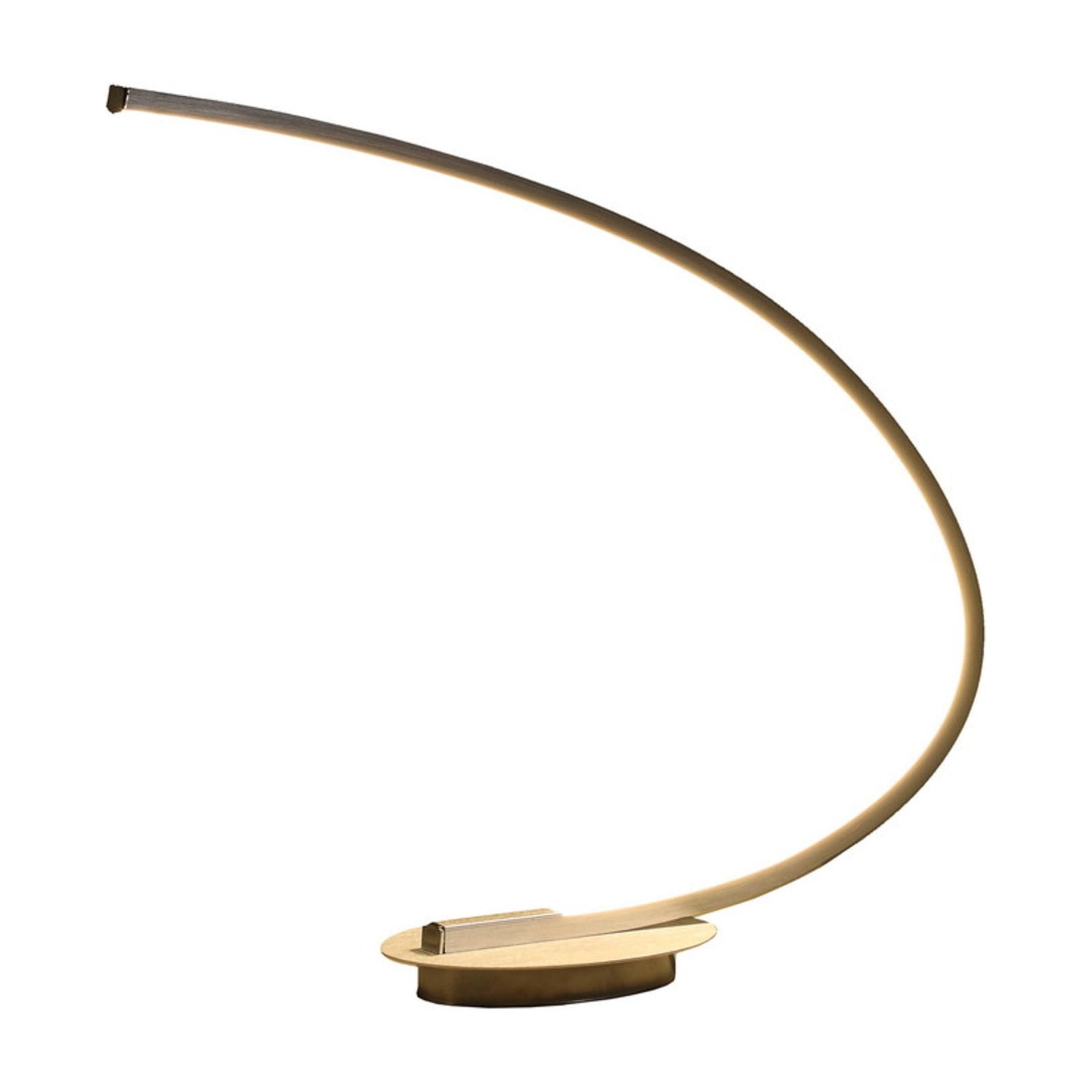Noble House Eli 16" LED Arc Tube Table Lamp, Brushed Silver, Integrated Desk Lamp for Living Room, Silver