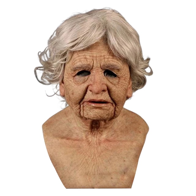 Máscara de anciano para adultos, realista, de látex, con cubierta completa para la cabeza, con arrugas realistas, para Halloween, mascarada, cosplay, accesorios de disfraz.