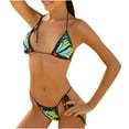 thumbnail image 2 of Traje de baño de 2 piezas para mujer, trajes de baño para mujer, bikini estampado de cintura alta para mujer, conjunto de bikini de dos piezas con abertura, 2 of 6
