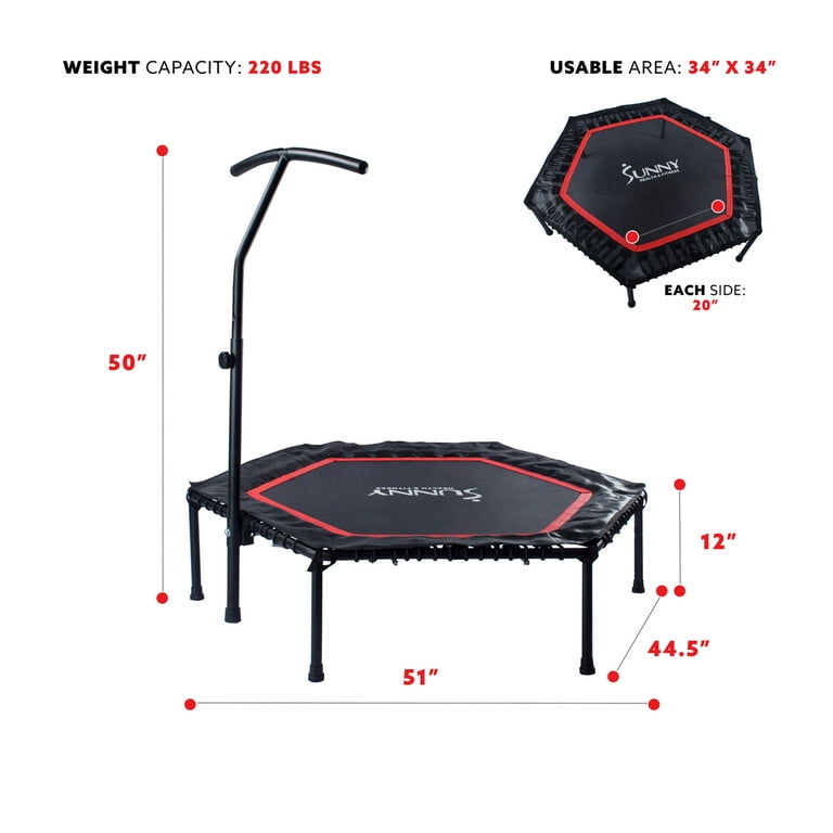 Handlebar, Fitness Fitness 079 Trampoline NO. Exercise Mini Sunny with Indoor & Rebounder Adjustable Health
