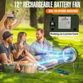 thumbnail image 2 of iLiving 12" Rechargeable Battery Operated Camping Floor Fan, High Velocity Portable Outdoor Fan with Metal Blade, With Built-in Lithium Battery for Whole Day Usage, 12 Inches, Military Green, 2 of 6