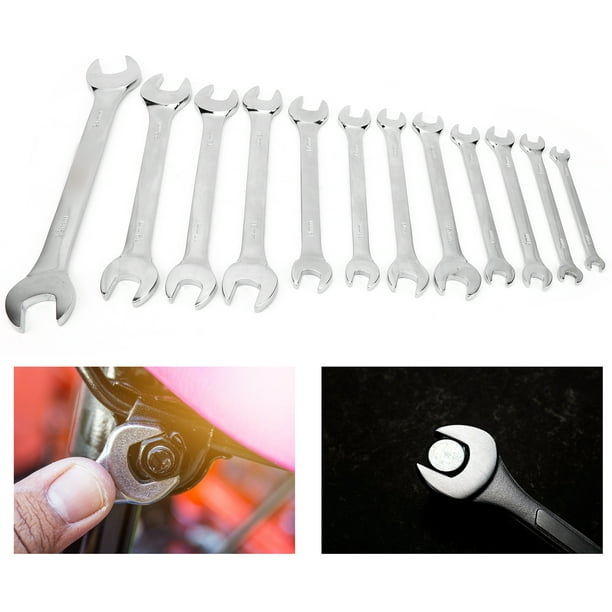 Ymiko Wrench Accessory 12pcs Professional Steel Wrench Set Spanner Repairing Hand Tools With Wrench Holder