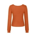 thumbnail image 4 of Womens Fall Clothes, Square Neck Tops for Women Fall Casual Slimming Fit Solid Color Cropped Long Sleeve Shirts T-Shirts, 4 of 4
