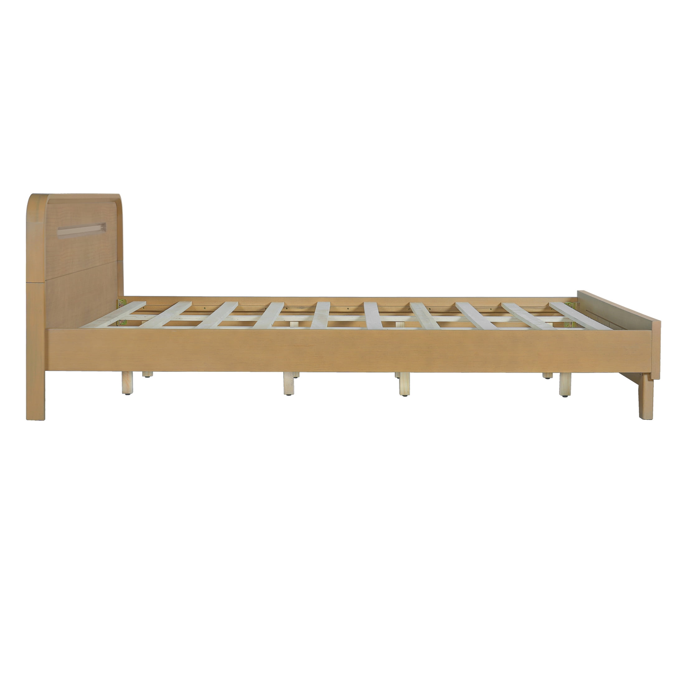 Christopher Knight Home Queen Size Bed Frame with Headboard, Solid Wood Platform Bed, Earthy Khaki