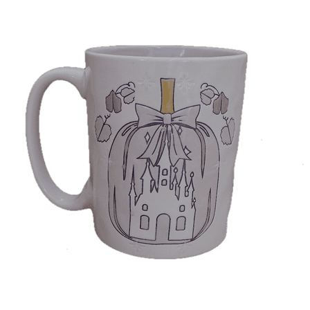 Silver Buffalo Disney Ceramic Coffee Tea Mug - Pink with Castle and Pumpkin
