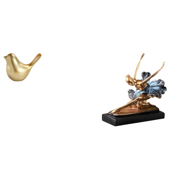 Figura de pájaros,Figura de pájaro dorado,decoración del hogar,estatua de animal,Estatuas decorativas de pájaros pequeños como accesorios de exhibición,estatua de bailarina de