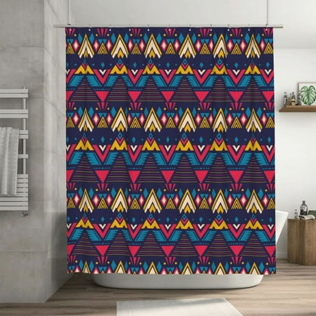 Exotic Style Tribal Geometry Pattern Shower Curtain, Waterproof Bath Curtains for Bathroom Decorations, 72 x 72 inches