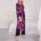 thumbnail image 3 of Balery Pink Blossoms Butterfly Conjunto de Pijama con Estampado para Mujer, Conjunto de Dos Piezas con Manga Larga, Ropa de Dormir Suave con Bolsillos, Pijamas Cómodos-Large, 3 of 7