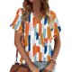 thumbnail image 1 of Fiudx Ofertas de La Semana Camiseta Holgada Informal de Manga Corta con Cuello En V a Cuadros para Mujer, 1 of 5