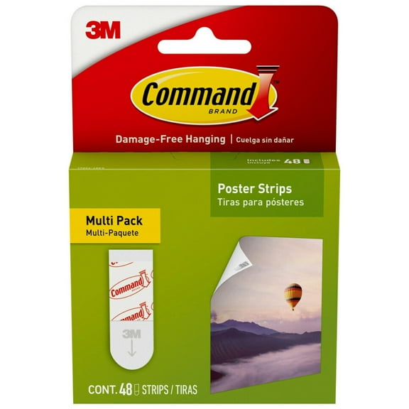 3m command damage-free poster strips, white, decorate and hang without tools, indoor, multi-pack, 2 pack