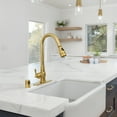 thumbnail image 3 of Akicon Pull Out Kitchen Faucet with Deck Plate, Single Level Solid Brass Kitchen Sink Faucets with Pull Down Sprayer - Brushed Gold, 3 of 5