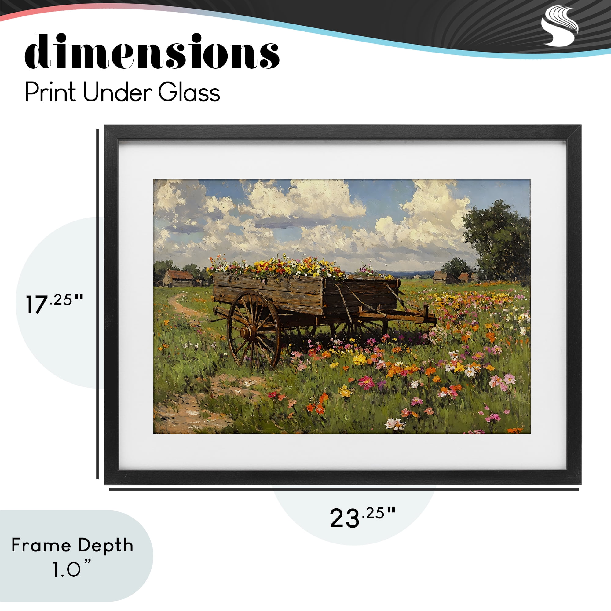Stupell Industries Wildflower Wagon in Bloom Black Framed Print Under Glass, design by Franklyn Gregory