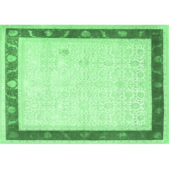 Ahgly Company Indoor Rectangle Persian Emerald Green Traditional Area Rugs, 2' x 3'