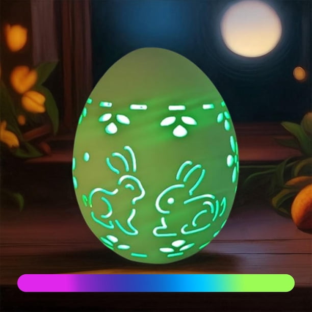CaiYueKe Easter Egg Light Ceramic Night Lamp, Hollowed Out Glowing Table Decor, Modern Home Decoration for Spring Holiday, Indoor Outdoor Decorative Lighting, Warm Festive Accent Piece