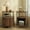 Walnut, variant on Round End Table with Charging Station, Fluted Side Table with Sliding Door, Mid Century Modern Nightstand for Bedroom & Living Room, Yellow