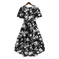 thumbnail image 7 of Noric Women's V-Neck Floral Print Midi Dresses Casual Flowy Short Sleeve Wrap Smocked Waist Outings A-Line Spring Summer Dresses with Pockets, 7 of 7