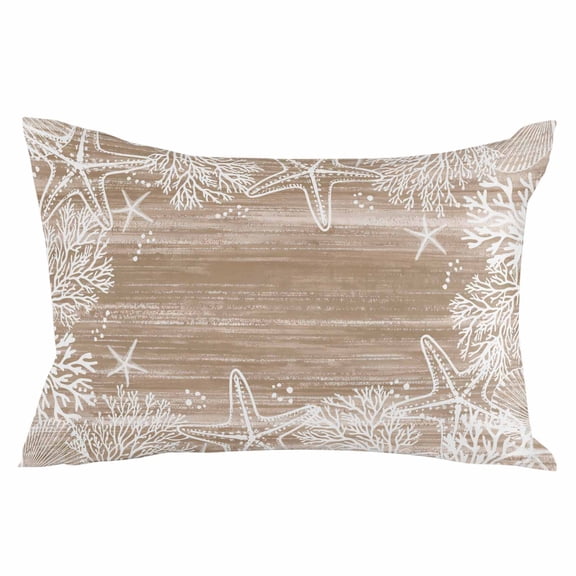 Brown Coastal Throw Pillow Cover 16 x 24 Inch Decorative Pillow Cover Summer Ocean Sea Ombre Starfish Corals Lumbar Pillowcase Seasonal Rectangle Cushion Case for Couch Sofa Bed Living Room
