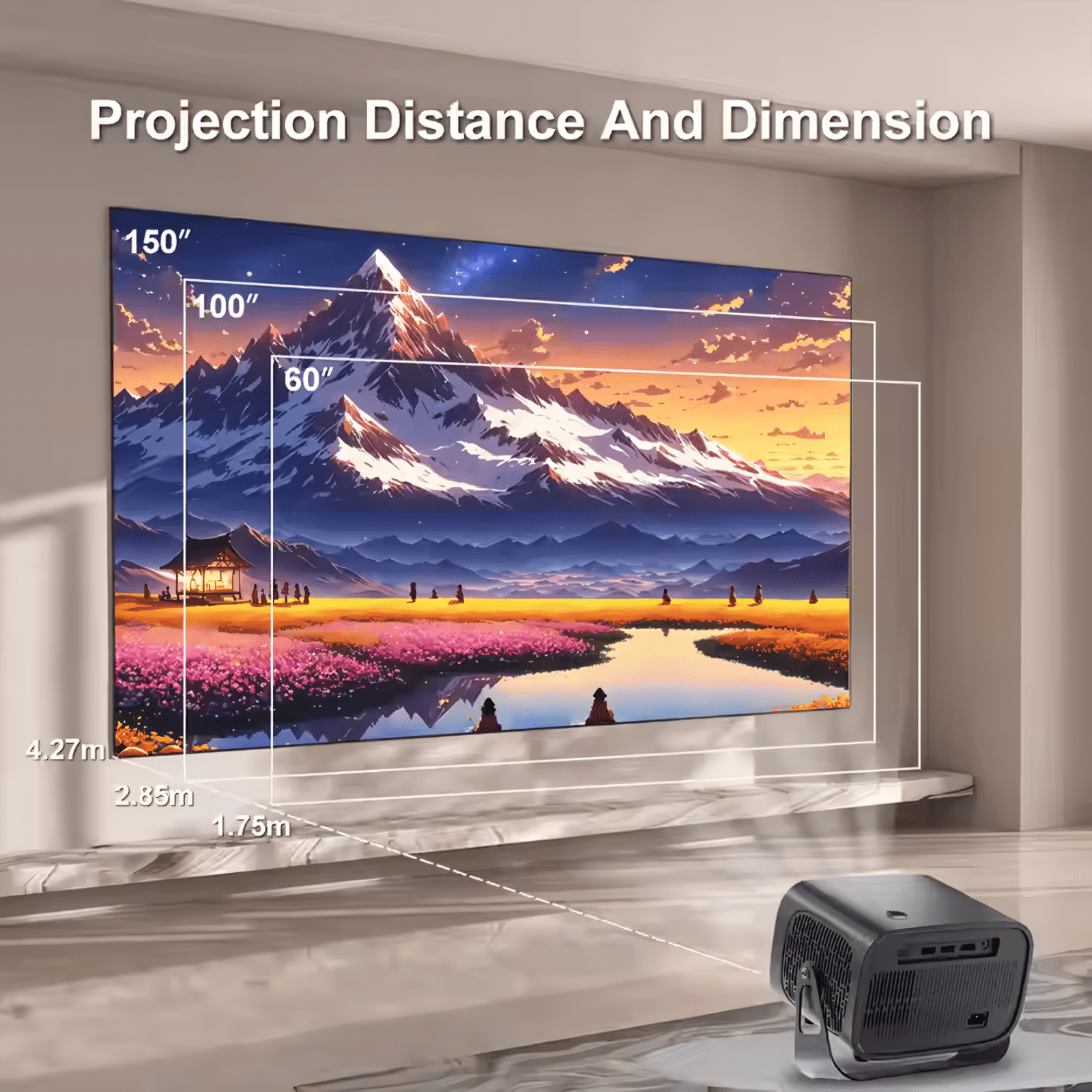 Golden Projector with WiFi and Bluetooth, Projector 1080P, Portable Projector, Auto Focus Keystone