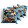thumbnail image 5 of Ambesonne Indie Throw Pillow Cover 4 Pack, Various Monsters Universe, 24", Multicolor, 5 of 7