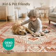 thumbnail image 4 of ODIKA Aztec Boho Vintage Distressed Border Tapetes Para Cocina Bohemian Pet Friendly & Kids Safe Play for Playroom, Bedroom, Reading Nook, 4 of 7