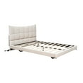 thumbnail image 6 of Euroco Upholstery Full Size Platform Bed with LED Light and USB Charging Station, Beige, 6 of 14