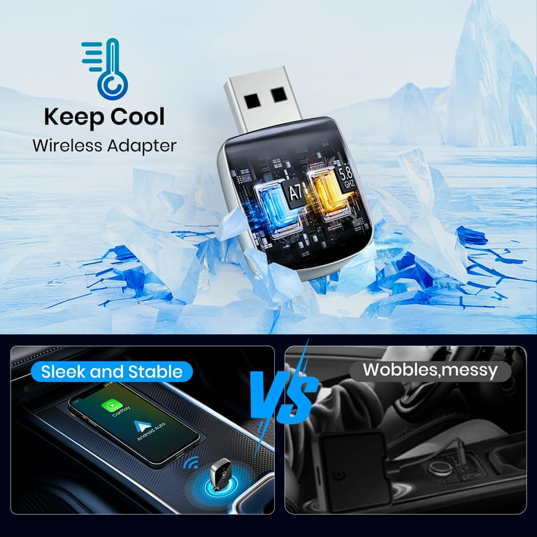 Wireless Carplay Adapter, 2 in 1 Apple CarPlay and Android Auto Adapter Convert Wired to Wireless Dongle for Apple Android,Plug and Play for iOS 10+ & Android 10+, Black