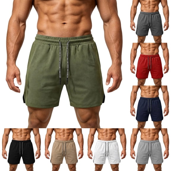 EOYWHK Running Shorts Men Quick Dry Breathable with Pockets Mens Quick Dry Shorts for Men Soft Lightweight Activewear Daily Wear Outdoor Army Green, Size L