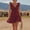 Wine, variant on Women's Solid Color Sleeveless V Neck Mini Dress Ruffle Petal Sleeve Tiered Summer Dress Beige XL(XL)