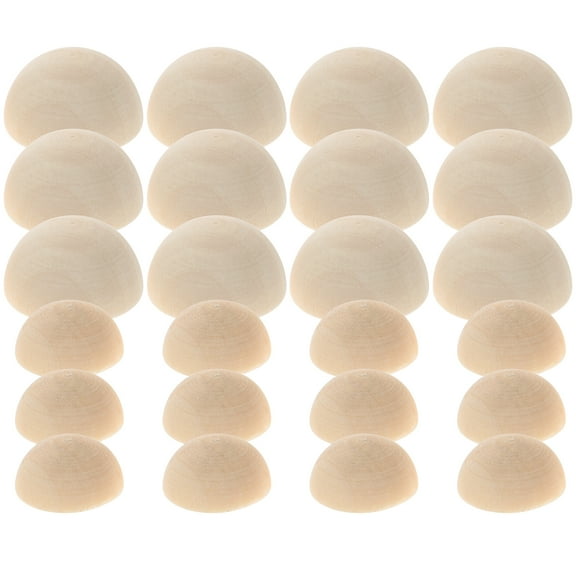 unbranded 200 Pcs DIY Garland Wood Half Bead Round Wooden Balls Unfinished Craft Cubes Child
