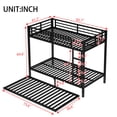 thumbnail image 3 of Metal Bunk Bed with Twin Size Trundle, Twin XL Over Twin XL Bunk Beds with Ladder and Guardrail, Bunk Bed Frame for  Shared Bedrooms, Dorms, or Guest Rooms, No Box Spring Needed,Black, 3 of 7