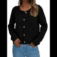 thumbnail image 4 of Suéteres de Punto para Mujer, Moda de Otoño, Larga, Botones, Chaqueta Informal de Moda, Ropa de Invierno. Negro L, 4 of 9