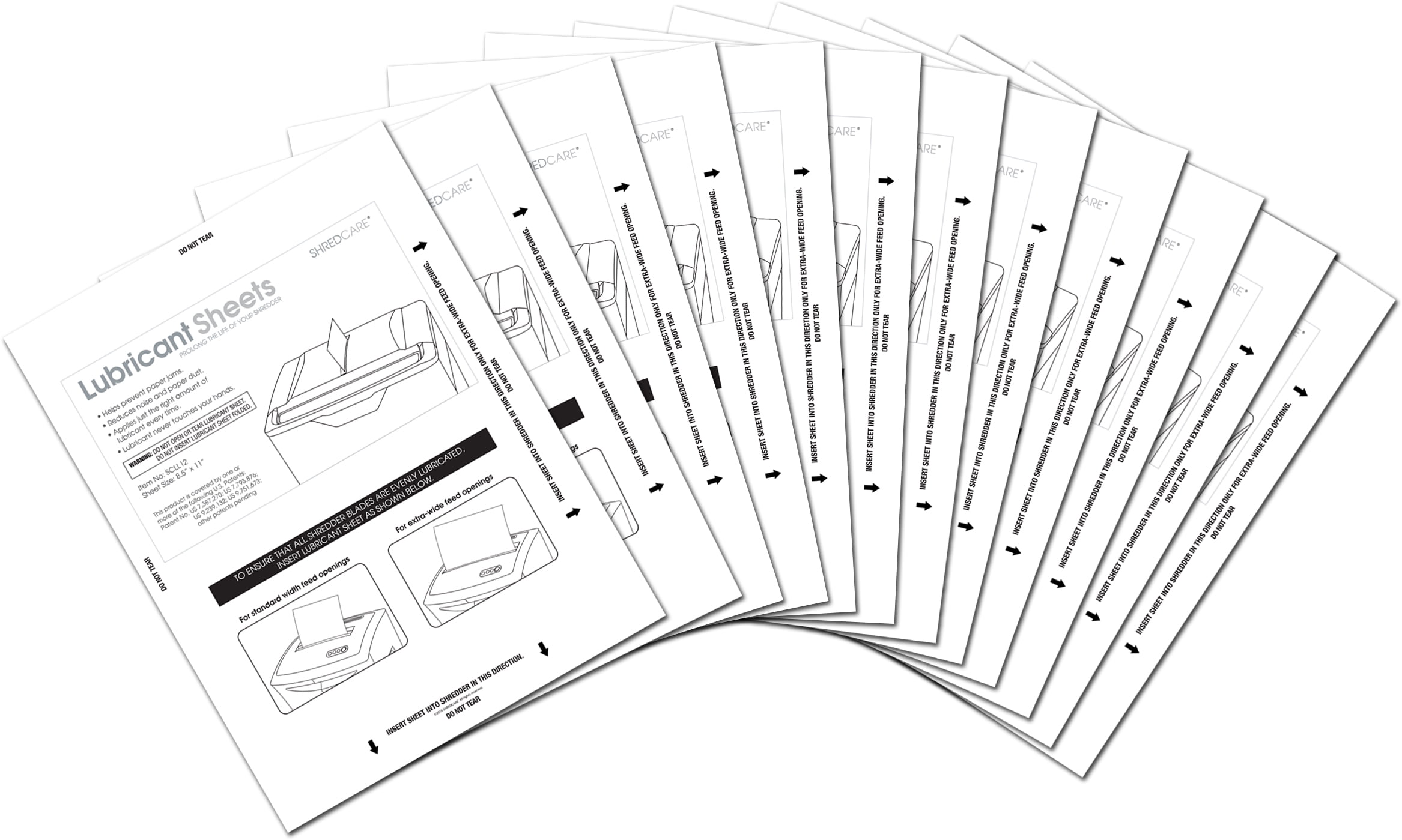 Shredcare Commercial Sized Lubricant Sheets for Extra Wide Paper