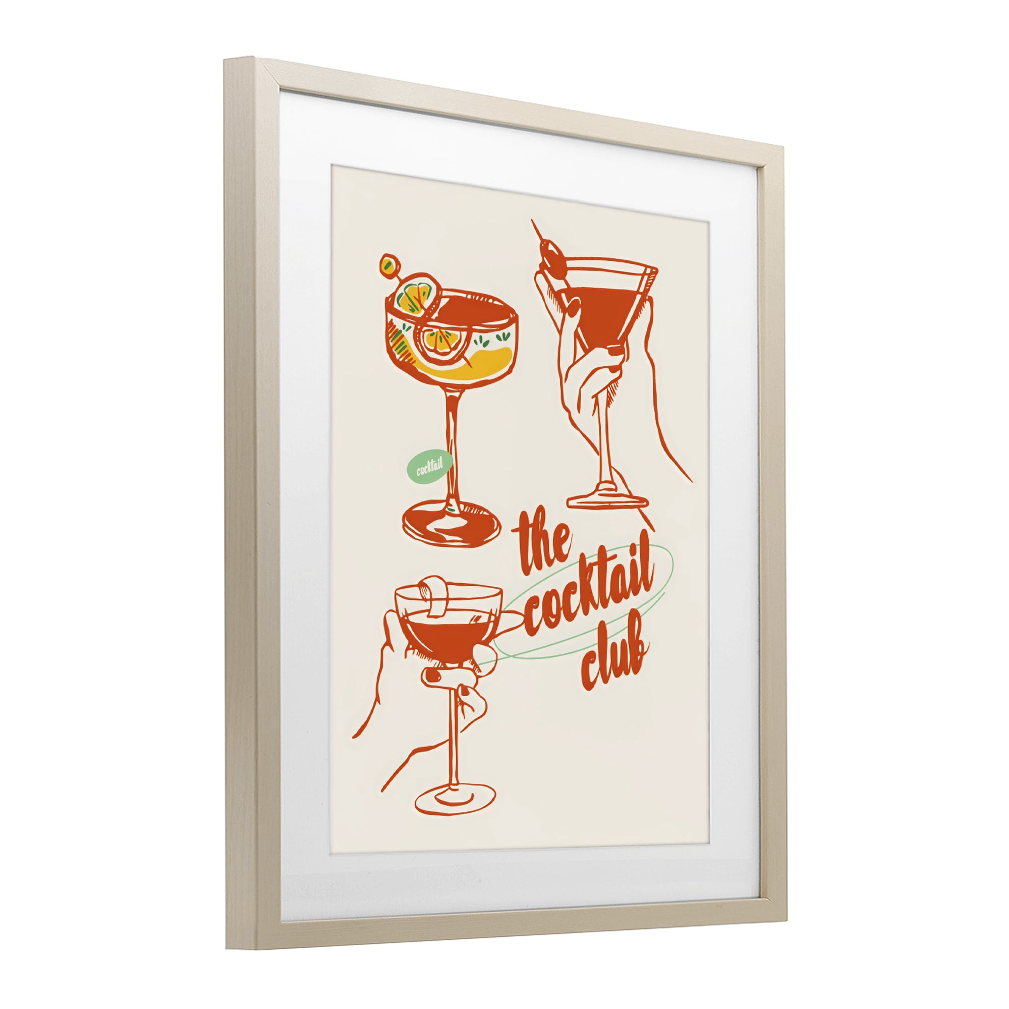 Stupell Industries Cocktail Club Toasting Glasses Birch Framed Print Under Glass, design by The Prints Vibe