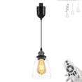 thumbnail image 1 of FSLiving Suspension à Rail de Type J avec Télécommande à Hauteur Réglable, Douille E26 Noir Perle avec Abat-Jour Conique en Verre Clair, Minuterie à Intensité Réglable 2200K-6500K pour Décorer une Lampe Industrielle pour Table à Manger - 1 Lumière, 1 of 8
