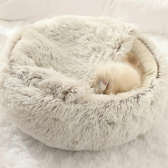 Maison Lit pour Chien en Peluche Douce, Canapé Chaud Grotte Nid pour Chien, Peluche
