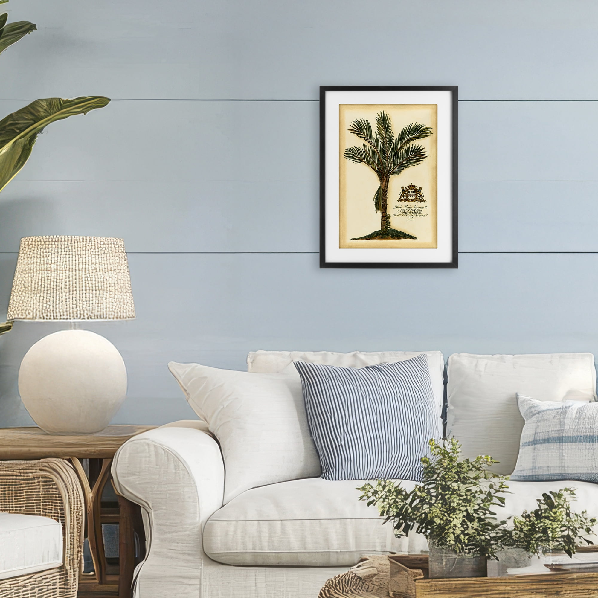 Stupell Industries Vintage Colonial Palm Black Framed Print Under Glass, design by Vision Studio