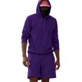 thumbnail image 2 of Xdegoge mens sets 2 piece outfits casual Summer Casual Athletic Hoodie Sweatshirt and Drawstring Sweatshorts Tracksuit Athletic Workout Gym Running Outfits, 2 of 5