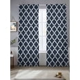 thumbnail image 3 of Navy Blue Morocco Semi Sheer Curtains 108 Inch Length 2 Panels Set, Modern Farmhouse Minimalist Plaid Sheer Kitchen Curtain Privacy Voile Window Curtain for Living Room Bedroom Rod Pocket Drapes, 3 of 7