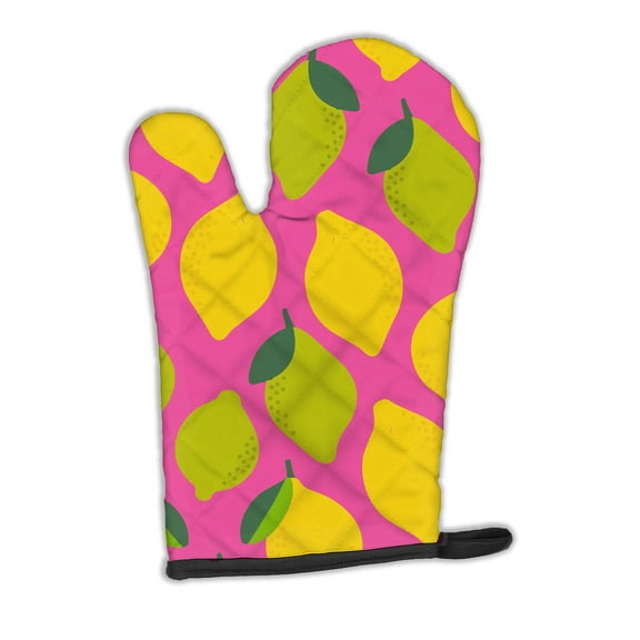 Carolines Treasures BB5143OVMT Lemons and Limes on Pink Oven Mitt Large multicolor