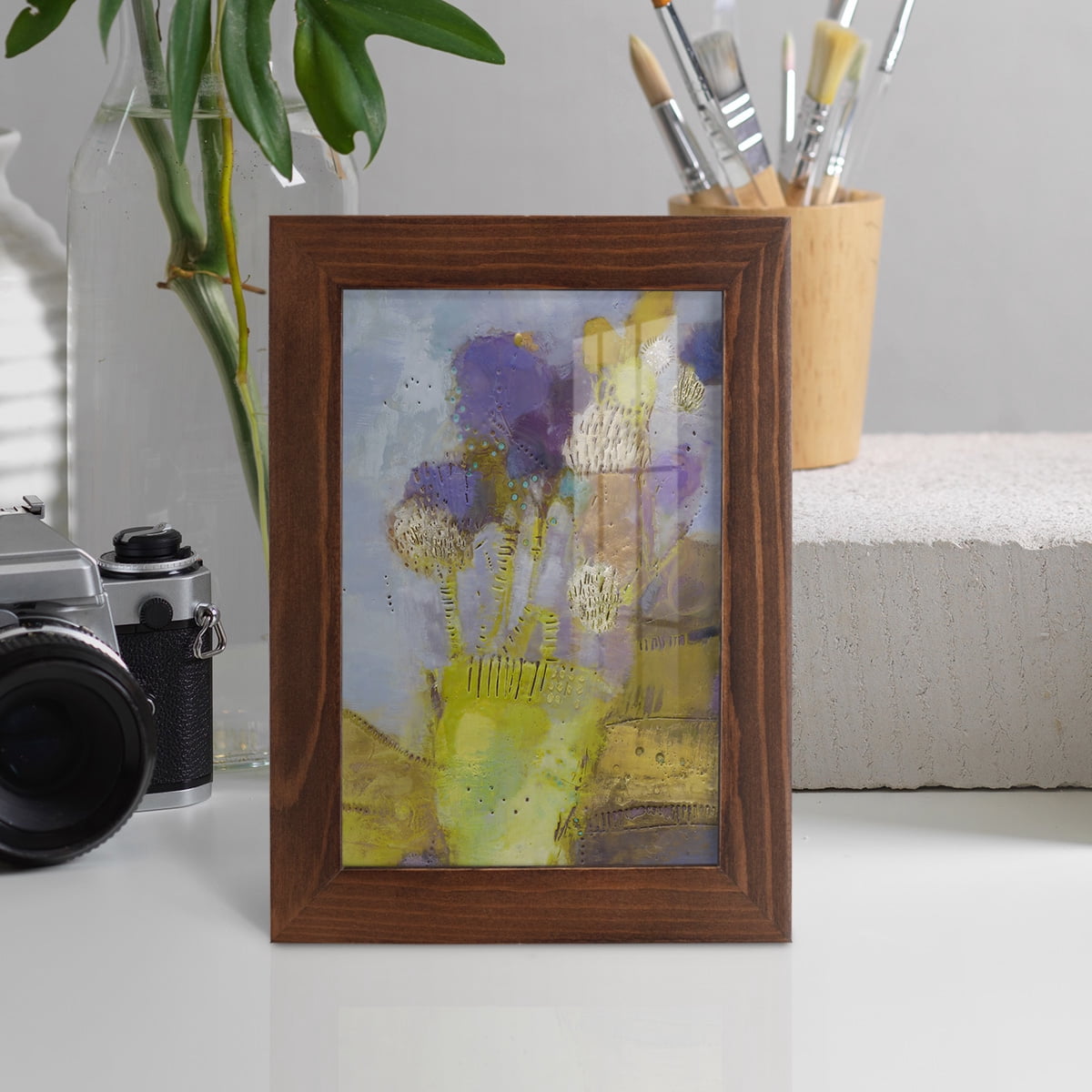 Blumen II -Framed Print w/glass-Chestnut
