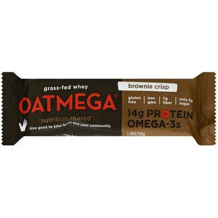 Oatmega Grass-Fed Whey Protein Bar, Brownie Crisp, 14g Protein, 12