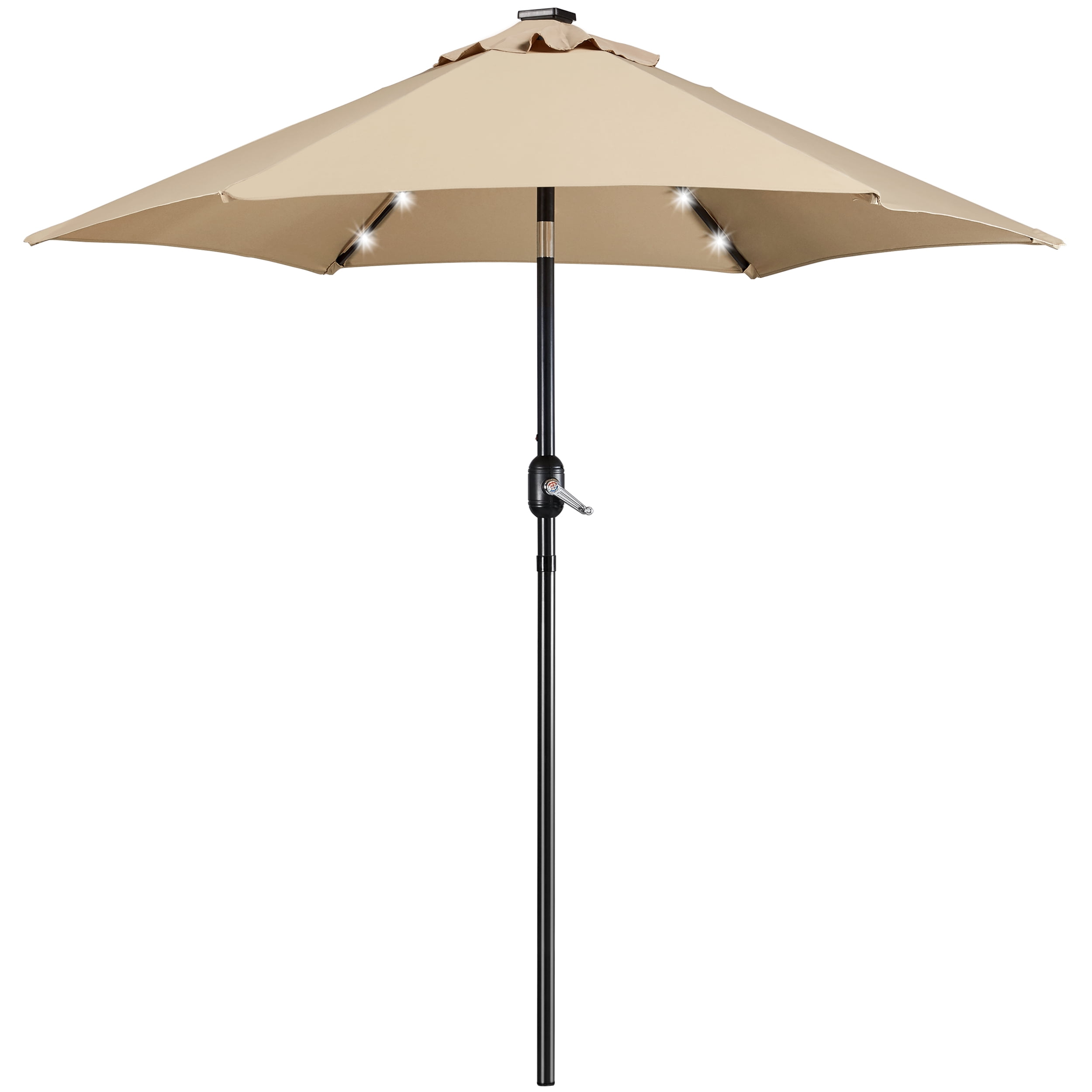 Renwick 7.5ft Patio Market Umbrella with 6 Ribs & 18 LED Solar Lights, Tan